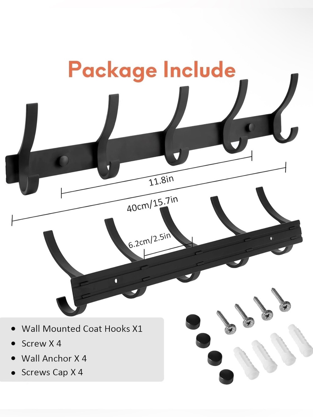 Optish Coat Hooks Set of 2 Racks-Black - NIB - Picture 4 of 5